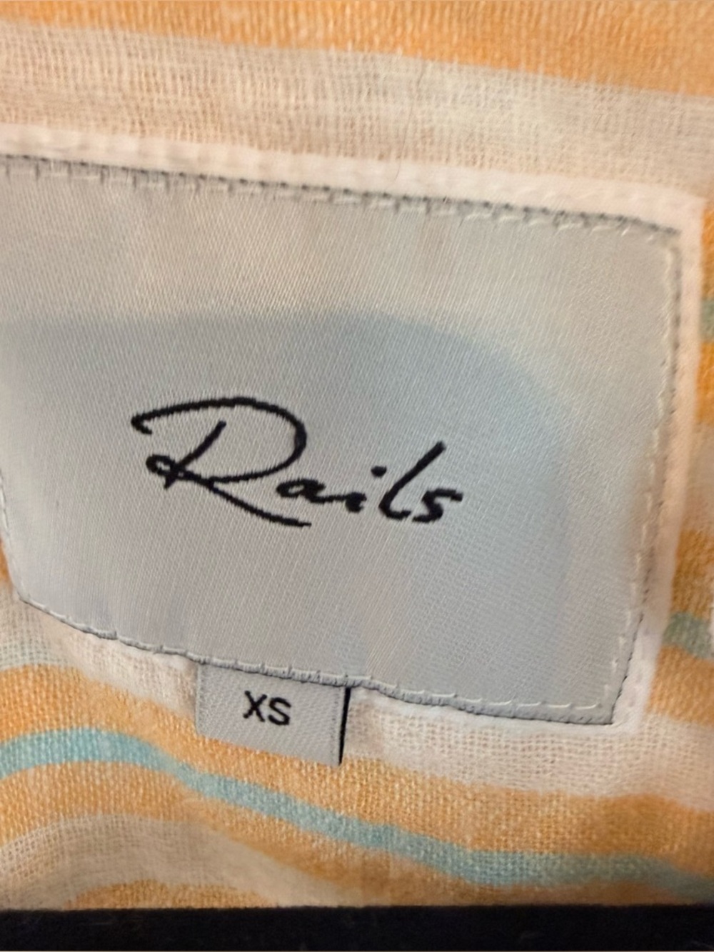 Rails Clio Linen Blend Shirt Button Down Clementine Stripe Women’s XS - Picture 10 of 13